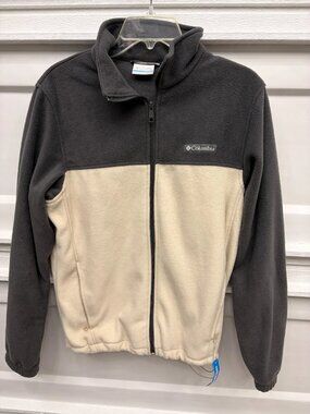 Columbia Jacket Adult Size Small Gray Beige Long Sleeve Zip Up NEW
